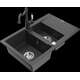 Granīta izlietne Mexen Gaspar 1,5 bļodas ar noteku un virtuves jaucējkrānu Carla, raibs melns - 6507-76-670700-76