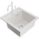 Гранитная мойка Mexen Vito, 1 чаша и кухонный смеситель Carla, белый - 6503-20-670700-20