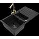 Mexen Matias granīta izlietne 1,5 bļodas ar noteku un Duero virtuves jaucējkrānu, melns - 6502-77-671600-50-B