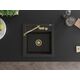 Mexen Vito granīta izlietne, 1 bļoda un Carla virtuves jaucējkrāns, melns/zelts metālisks - 6503-75-670700-50, 4 image