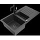 Гранитная мойка Mexen Matias, 1,5 чаши, с крылом и кухонным смесителем Carla, крапчатый черный - 6502-76-670700-70-B