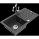 Mexen Pablo granīta izlietne, 1 bļoda, ar noteku un Carla virtuves maisītāju, raibs melns - 6510-76-670700-00