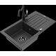 Mexen Pablo granīta izlietne, 1 bļoda, ar noteku un Carla virtuves maisītāju, raibs melns - 6510-76-670700-70-B