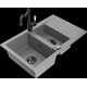 Granīta izlietne Mexen Gaspar 1,5 bļodas ar noteku un virtuves jaucējkrānu Carla, pelēka - 6507-71-670700-70-B
