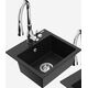 Гранитная мойка Mexen Milo, 1 чаша, со смесителем для кухни Savita, черный - 6505-77-672601-00