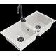 Гранитная мойка Mexen Mario, 2 чаши со смесителем для кухни Telma, белый - 6504-20-670200-70