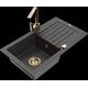 Mexen Pablo granīta izlietne, 1 bļoda, ar noteku un Rita virtuves maisītāju, raibs melns - 6510-76-670300-50