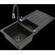 Mexen Andres granīta izlietne, 1,5 bļodas, ar noteku un Savita virtuves jaucējkrānu, melns/zelts - 6515-75-672601-70-B