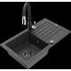 Mexen Pablo granīta izlietne, 1 bļoda, ar noteku un Savita virtuves maisītāju, raibs melns - 6510-76-672601-70-B