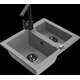 Гранитная мойка Mexen Carlos 1,5 чаши со смесителем для кухни Rita, серый - 6518-71-670300-70-B