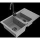 Гранитная мойка Mexen Gaspar 1,5 чаши со сливом и кухонным смесителем Telma, серый - 6507-71-670200-70-B
