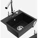 Mexen Milo granīta izlietne, 1 bļoda, ar Duero virtuves jaucējkrānu, melns - 6505-77-671600-00