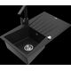Mexen Cesar granīta izlietne, 1 bļoda, ar noteku un Rita virtuves jaucējkrānu, melns - 6514-77-670300-70