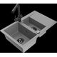 Гранитная мойка Mexen Gaspar 1,5 чаши со сливом и кухонным смесителем Duero, серый - 6507-71-671600-70-B