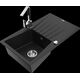 Mexen Cesar granīta izlietne, 1 bļoda, ar noteku un Rita virtuves maisītāju, melna - 6514-77-670300-00