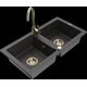 Mexen Mario, granīta izlietne, 2 bļodas ar Telma virtuves maisītāju, raibs melns - 6504-76-670200-50