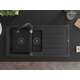 Mexen Andres granīta izlietne, 1,5 bļodas, ar noteku un Savita virtuves jaucējkrānu, melns/sudrabs - 6515-73-672601-70-B, 4 image