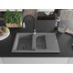 Гранитная мойка Mexen Gaspar 1,5 чаши со сливом и кухонным смесителем Savita, серый - 6507-71-672601-70-B, изображение 3