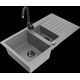 Гранитная мойка Mexen Matias 1,5 чаши со сливом и кухонным смесителем Telma, серый - 6502-71-670200-70-B
