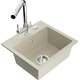Гранитная мойка Mexen Milo, 1 чаша, со смесителем для кухни Duero, бежевый - 6505-69-671600-00