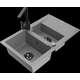 Гранитная мойка Mexen Gaspar 1,5 чаши со сливом и кухонным смесителем Rita, серый - 6507-71-670300-70-B