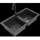 Mexen Mario granīta izlietne, 2 bļodas un Telma virtuves jaucējkrāns, raibs melns - 6504-76-670200-70-B