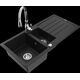 Mexen Andres granīta izlietne 1,5 bļodas ar noteku un Savita virtuves jaucējkrānu, melns - 6515-77-672601-00