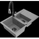 Гранитная мойка Mexen Gaspar 1,5 чаши со сливом и кухонным смесителем Savita, серый - 6507-71-672601-70-B