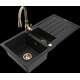 Mexen Andres granīta izlietne 1,5 bļodas ar noteku un Savita virtuves jaucējkrānu, melns - 6515-77-672601-50