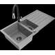 Гранитная мойка Mexen Andres 1,5 чаши со сливом и кухонным смесителем Savita, серый - 6515-71-672601-70-B