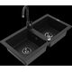 Гранитная мойка Mexen Mario, 2 чаши и кухонный смеситель Telma, черный - 6504-77-670200-70-B