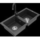 Mexen Mario, granīta izlietne, 2 bļodas ar Telma virtuves mikseri, raibs melns - 6504-76-670200-70