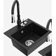 Гранитная мойка Mexen Milo, 1 чаша, со смесителем для кухни Savita, черный - 6505-77-672601-70