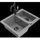 Гранитная мойка Mexen Carlos 1,5 чаши со смесителем для кухни Carla, серый - 6518-71-670700-70-B