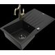 Mexen Cesar granīta izlietne, 1 bļoda, ar noteku un Carla virtuves jaucējkrānu, melns - 6514-77-670700-50-B