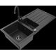 Mexen Andres granīta izlietne, 1,5 bļodas, ar noteku un Telma virtuves jaucējkrānu, melns/sudrabs - 6515-73-670200-70-B