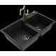 Mexen Tomas granīta izlietne, 2 bļodas un Carla virtuves jaucējkrāns, melns - 6516-77-670700-50-B