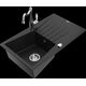 Mexen Cesar granīta izlietne, 1 bļoda, ar noteku un Carla virtuves maisītāju, melna - 6514-77-670700-00