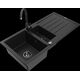Гранитная мойка Mexen Andres 1,5 чаши со сливом и кухонным смесителем Telma, черный - 6515-77-670200-70-B