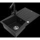 Mexen Cesar granīta izlietne, 1 bļoda, ar noteku un Duero virtuves jaucējkrānu, melns - 6514-77-671600-70
