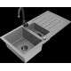 Гранитная мойка Mexen Andres 1,5 чаши со сливом и кухонным смесителем Telma, серый - 6515-71-670200-70-B