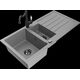 Гранитная мойка Mexen Andres, 1,5 чаши, с крылом и кухонным смесителем Carla, серый - 6515-71-670700-70-B