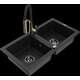 Mexen Mario granīta izlietne, 2 bļodas ar Aster virtuves jaucējkrānu, melns - 6504-77-73450-57-B
