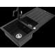 Granīta izlietne Mexen Andres 1,5 bļodas ar noteku un virtuves jaucējkrānu Carla, melna - 6515-77-670700-70