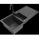 Mexen Andres granīta izlietne, 1,5 bļodas, ar noteku un Telma virtuves jaucējkrānu, raibs melns - 6515-76-670200-70-B