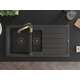 Granīta izlietne Mexen Andres 1,5 bļodas ar noteku un Aster virtuves jaucējkrānu, raibs melns - 6515-76-73450-57-B, 4 image