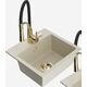 Гранитная мойка Mexen Milo, 1 чаша, со смесителем для кухни Aster, бежевый - 6505-69-73450-57-G