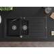 Granīta izlietne Mexen Andres 1,5 bļodas ar noteku un virtuves jaucējkrānu Carla, melna - 6515-77-670700-70, 4 image