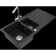 Granīta izlietne Mexen Andres 1,5 bļodas ar noteku un Duero virtuves jaucējkrānu, melns - 6515-77-671600-00