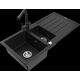 Granīta izlietne Mexen Andres 1,5 bļodas ar noteku un Duero virtuves jaucējkrānu, melns - 6515-77-671600-70
